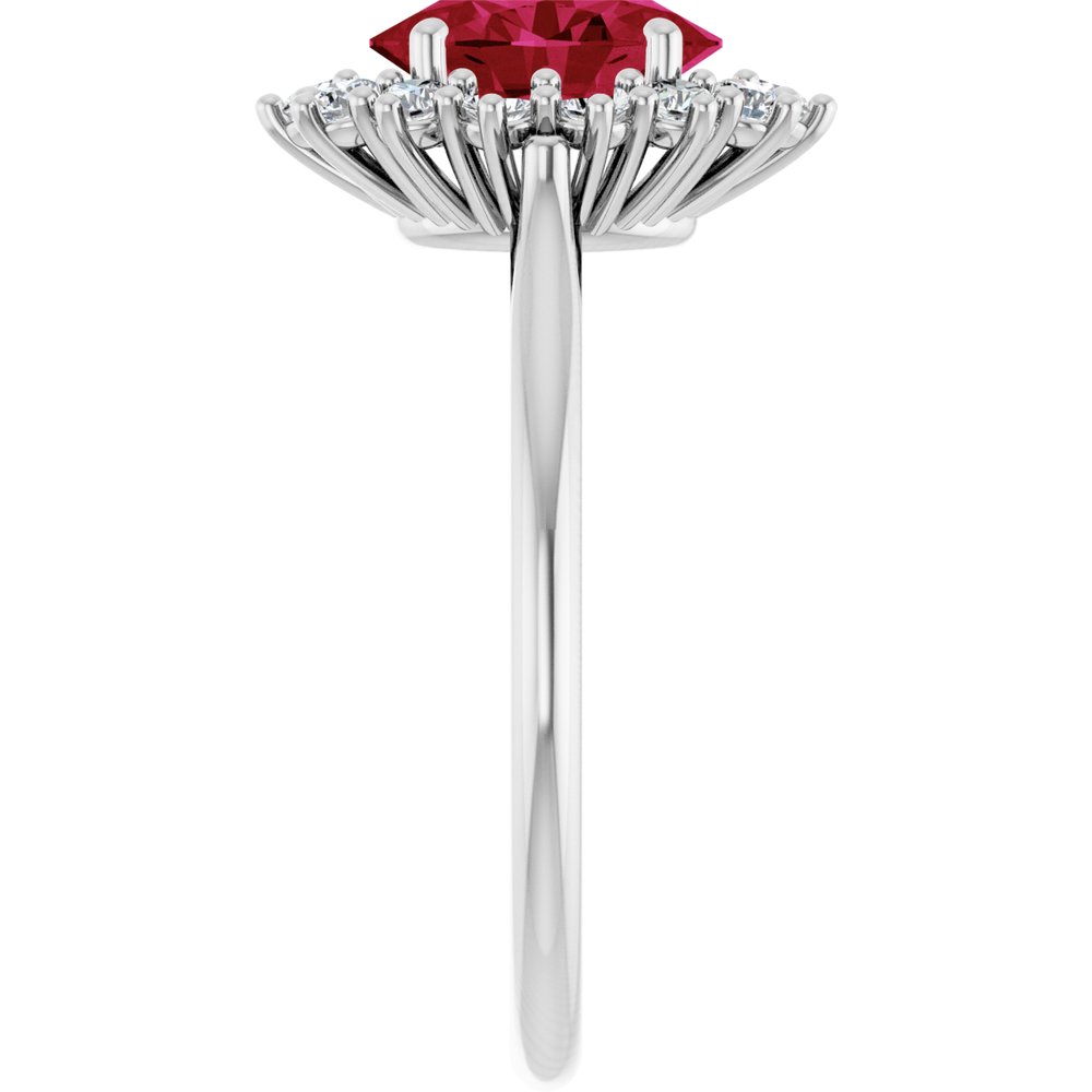 14K White Lab-Grown Ruby & 3/8 CTW Natural Diamond Ring