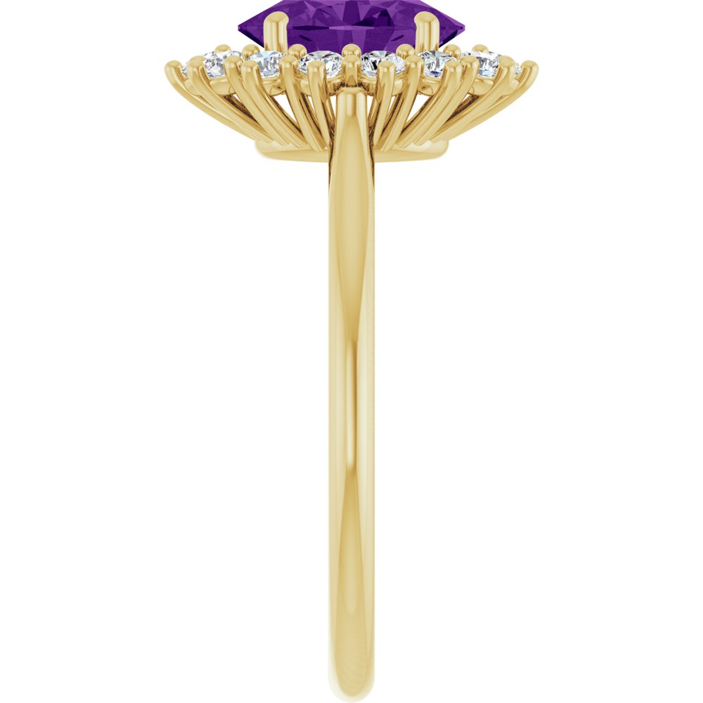 14K Yellow Gold Natural Amethyst & 1/3 CTW Lab-Grown Diamond Ring