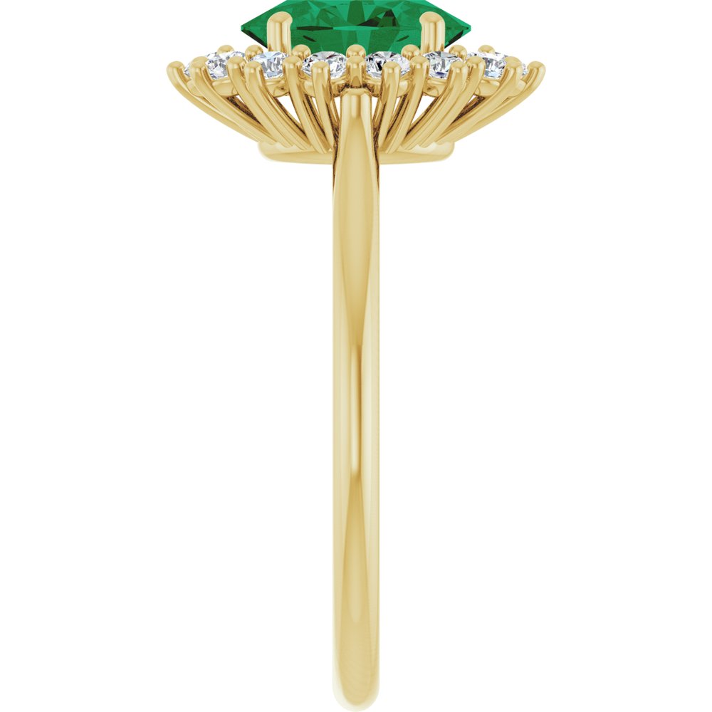 14K Yellow Gold Lab-Grown Emerald & 1/3 CTW Lab-Grown Diamond Ring