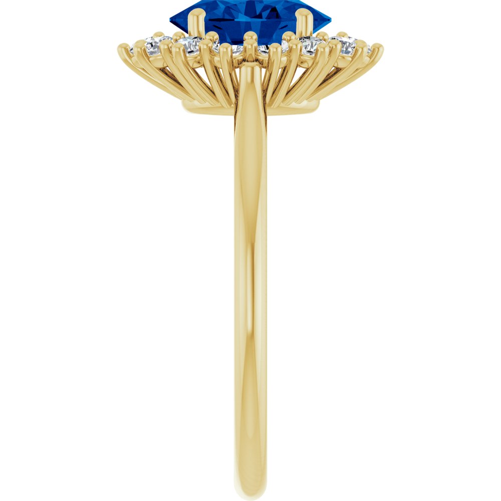 14K Yellow Gold Lab-Grown Blue Sapphire and 1/3 CTW Lab-Grown Diamond Ring