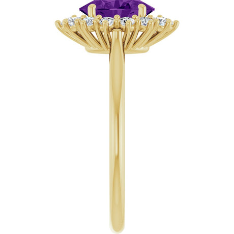14K Yellow Gold Natural Amethyst & 1/3 CTW Lab-Grown Diamond Ring
