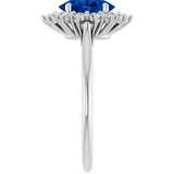 14K White Gold Lab-Grown Blue Sapphire & 1/3 CTW Lab-Grown Diamond Ring