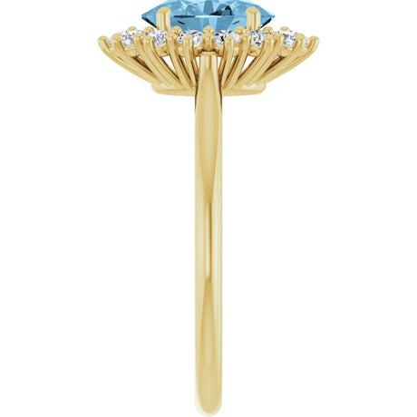 14K Yellow Gold Natural Sky Blue Topaz  & 1/3 CTW Lab-Grown Diamond Ring