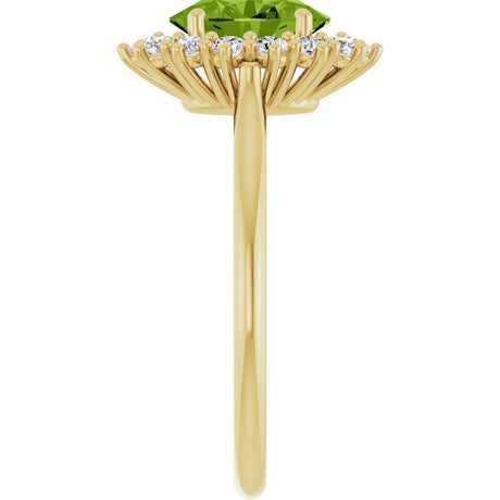 14K Yellow Gold Natural Peridot  & 1/3 CTW Lab-Grown Diamond Ring