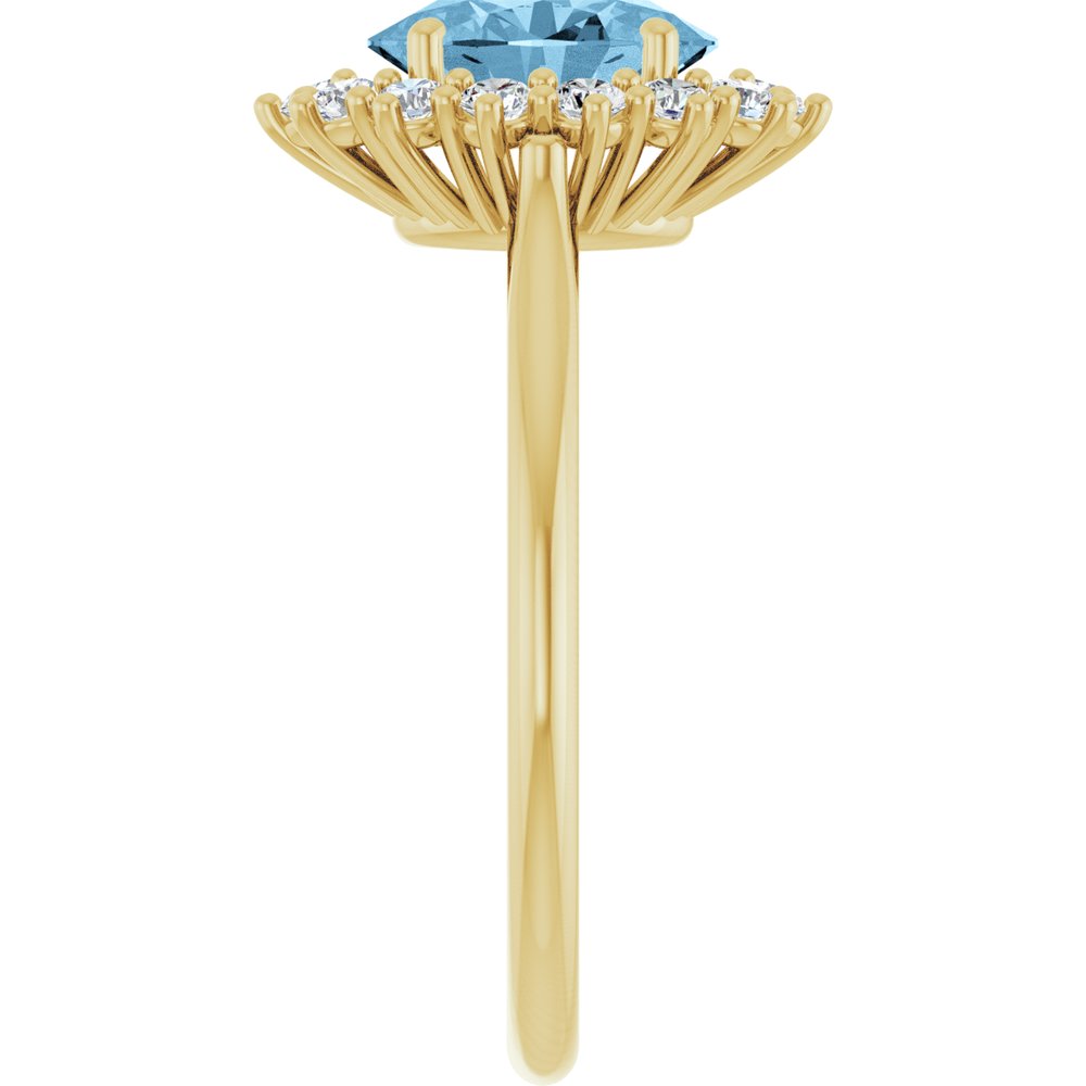 14K Yellow Gold Natural Sky Blue Topaz  & 1/3 CTW Lab-Grown Diamond Ring