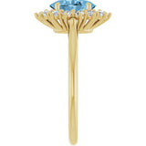 14K Yellow Gold Natural Sky Blue Topaz  & 1/3 CTW Lab-Grown Diamond Ring