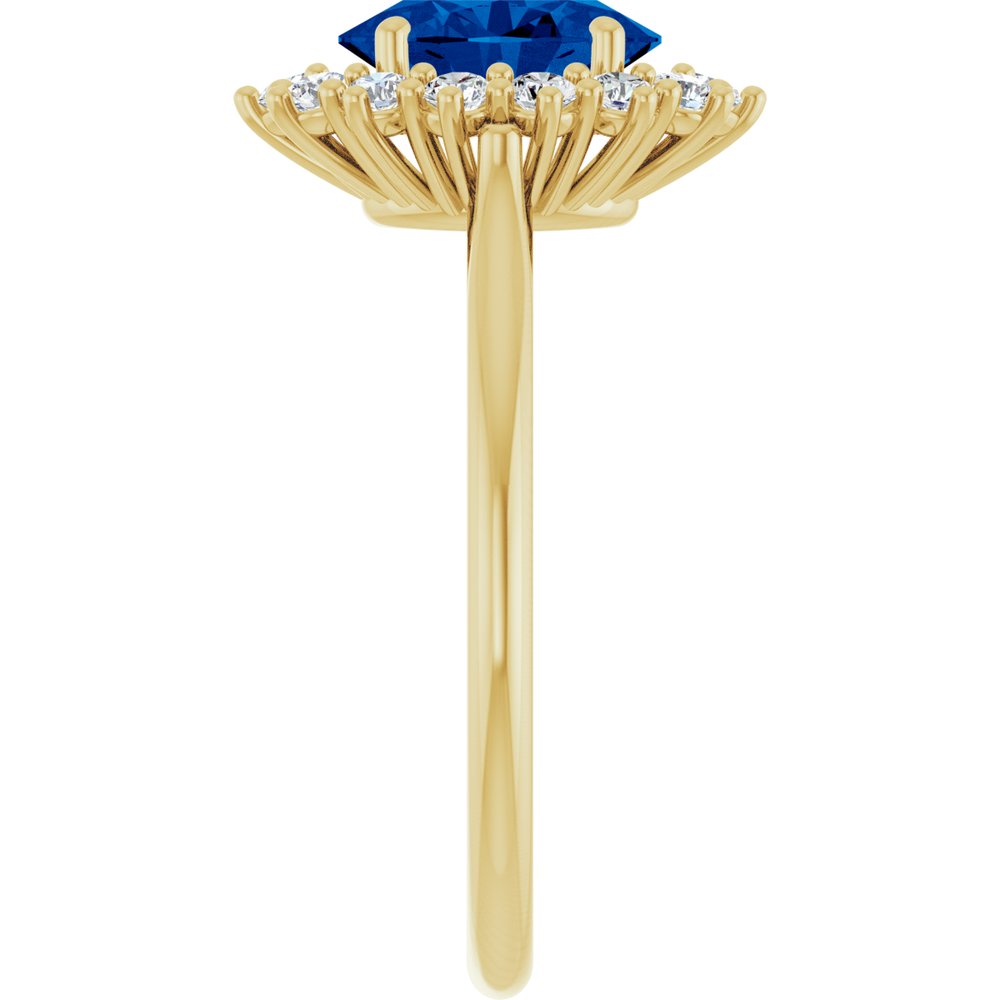 14K Yellow Gold Lab-Grown Blue Sapphire & 1/3 CTW Lab-Grown Diamond Ring