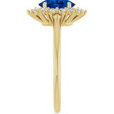 14K Yellow Gold Lab-Grown Blue Sapphire & 1/3 CTW Lab-Grown Diamond Ring
