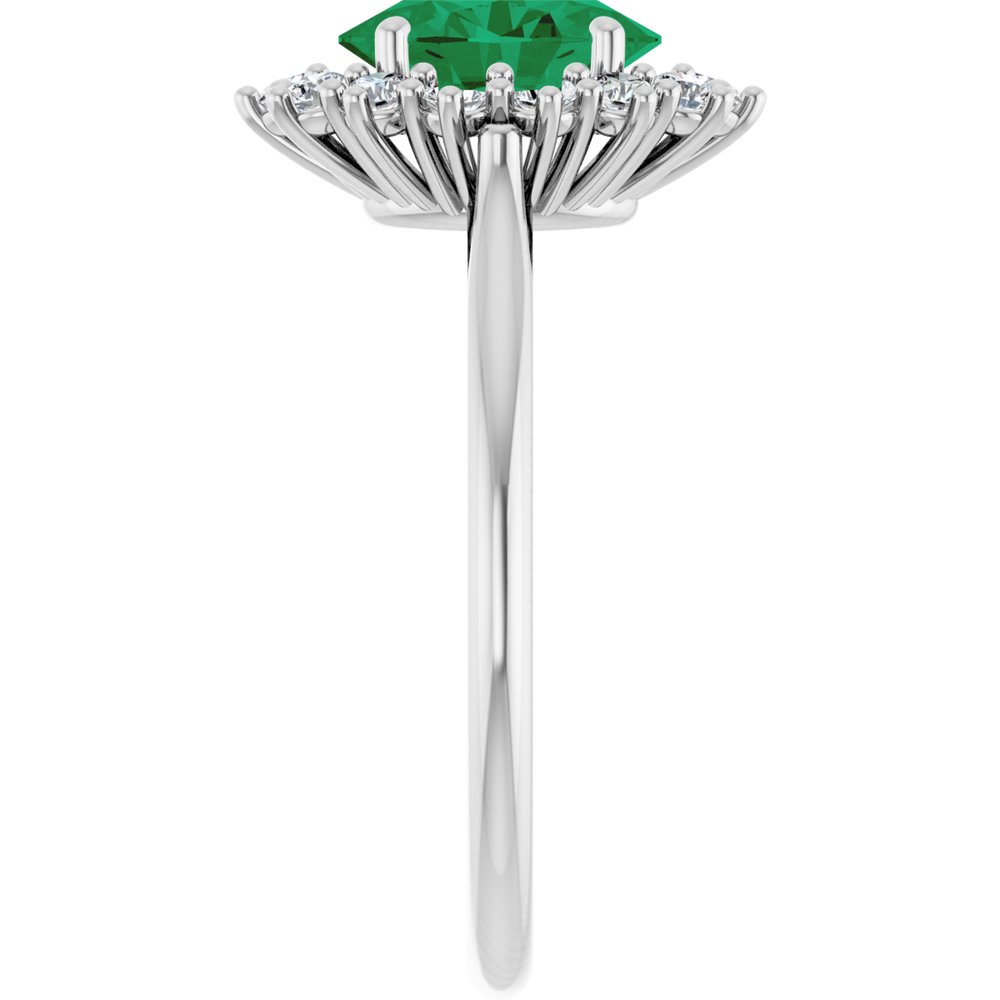 14K White Gold Lab-Grown Emerald and 1/3 CTW Lab-Grown Diamond Ring