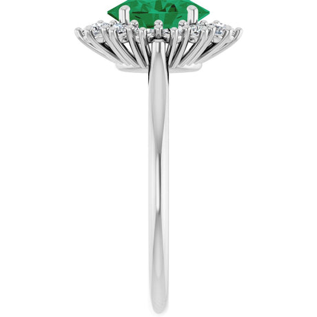14K White Gold Lab-Grown Emerald and 1/3 CTW Lab-Grown Diamond Ring