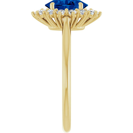 14K Yellow Gold Lab-Grown Blue Sapphire & 1/3 CTW Lab-Grown Diamond Ring