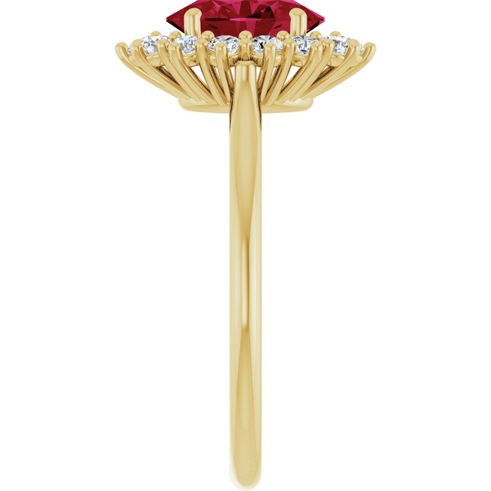 14K Yellow Gold Lab-Grown Ruby  & 1/3 CTW Lab-Grown Diamond Ring