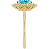 14K Yellow Gold Natural Aquqmarine  & 1/3 CTW Lab-Grown Diamond Ring