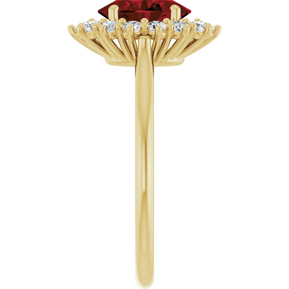 14K Yellow Gold Natural Mozambique Garnet and 1/3 CTW Lab-Grown Diamond Ring