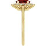 14K Yellow Gold Natural Mozambique Garnet and 1/3 CTW Lab-Grown Diamond Ring