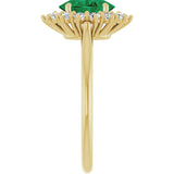 14K Yellow Gold Lab-Grown Emerald & 1/3 CTW Lab-Grown Diamond Ring
