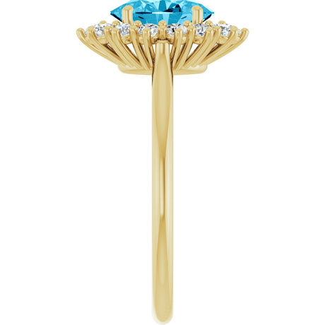 14K Yellow Gold Natural Aquqmarine  & 1/3 CTW Lab-Grown Diamond Ring