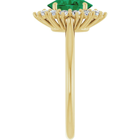 14K Yellow Gold Lab-Grown Emerald & 1/3 CTW Lab-Grown Diamond Ring