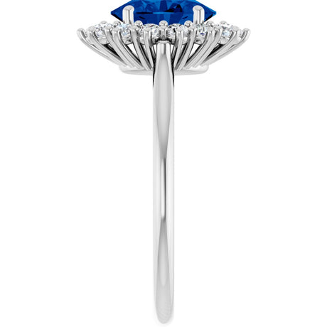 14K White Gold Lab-Grown Blue Sapphire & 1/3 CTW Lab-Grown Diamond Ring