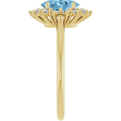 14K Yellow Gold Natural Sky Blue Topaz  and 1/3 CTW Lab-Grown Diamond Ring