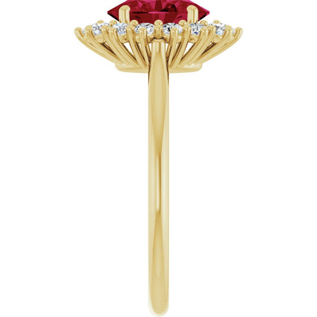 14K Yellow Gold Lab-Grown Ruby  & 1/3 CTW Lab-Grown Diamond Ring