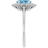 14K White Gold Natural Sky Blue Topaz  & 1/3 CTW Lab-Grown Diamond Ring