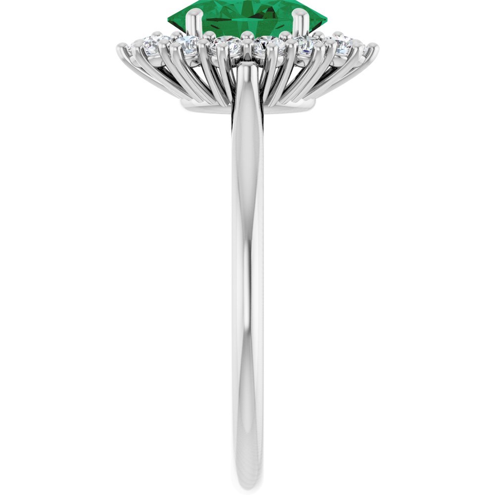14K White Gold Lab-Grown Emerald & 1/3 CTW Lab-Grown Diamond Ring