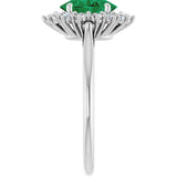 14K White Gold Lab-Grown Emerald & 1/3 CTW Lab-Grown Diamond Ring