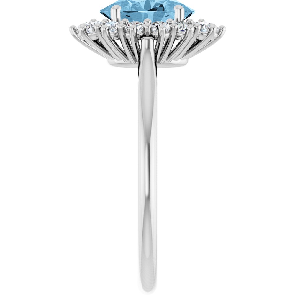 14K White Gold Natural Sky Blue Topaz  & 1/3 CTW Lab-Grown Diamond Ring