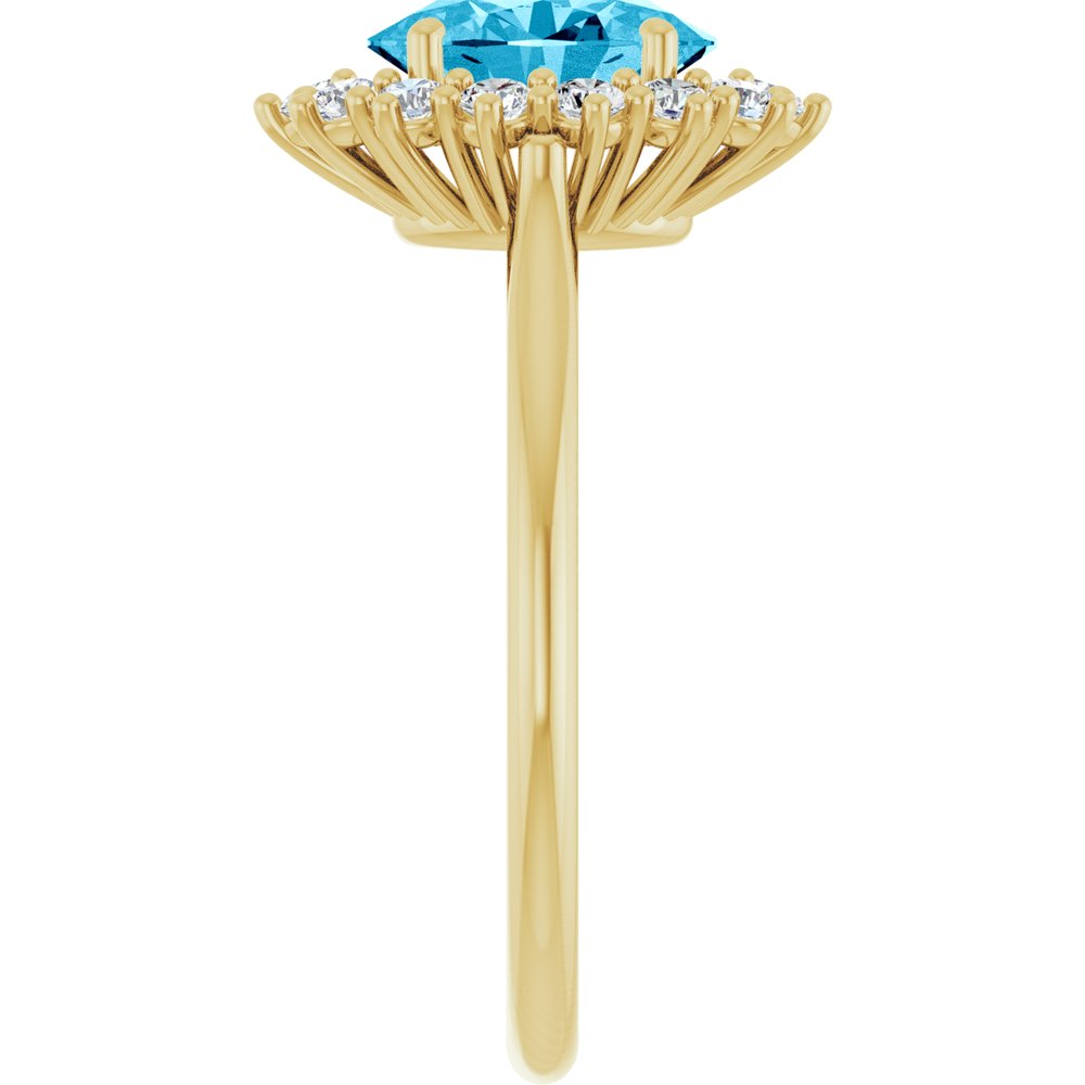 14K Yellow Gold Natural Aquqmarine  & 1/3 CTW Lab-Grown Diamond Ring