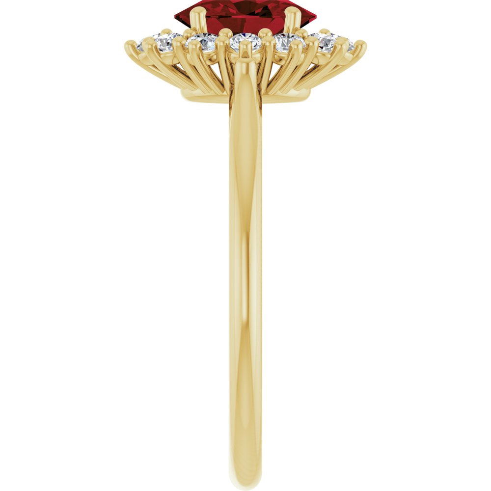 14K Yellow Gold Natural Mozambique Garnet & 1/3 CTW Lab-Grown Diamond Ring