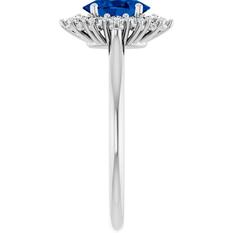 14K White Gold Lab-Grown Blue Sapphire & 1/3 CTW Lab-Grown Diamond Ring