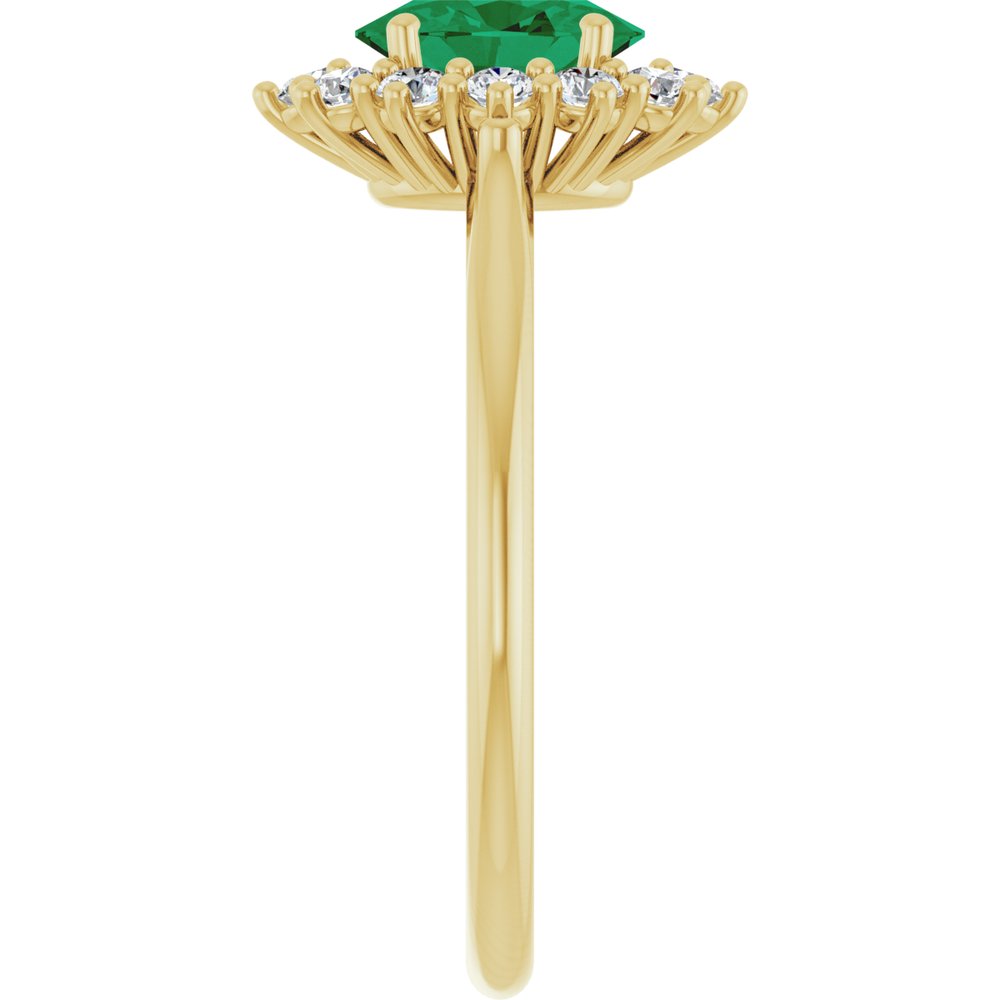 14K Yellow Gold Lab-Grown Emerald and 1/3 CTW Lab-Grown Diamond Ring