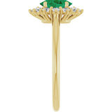 14K Yellow Gold Lab-Grown Emerald and 1/3 CTW Lab-Grown Diamond Ring
