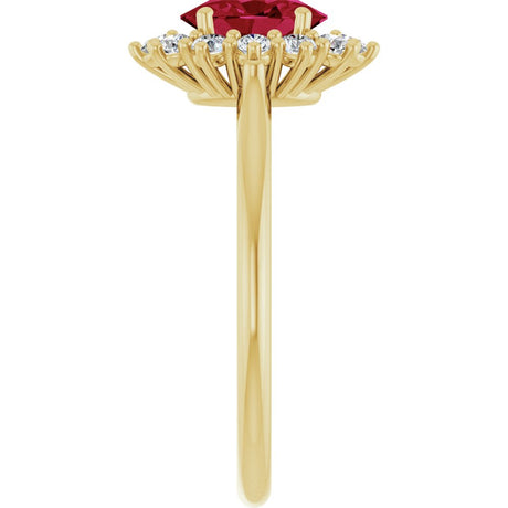14K Yellow Gold Lab-Grown Ruby  & 1/3 CTW Lab-Grown Diamond Ring