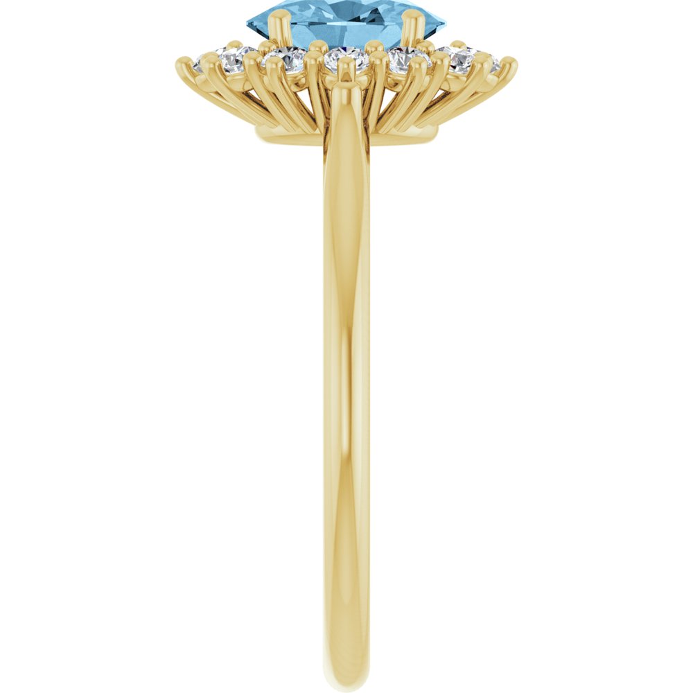 14K Yellow Gold Natural Sky Blue Topaz  & 1/3 CTW Lab-Grown Diamond Ring