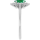 Sterling Silver Lab-Grown Emerald & 1/3 CTW Lab-Grown Diamond Ring