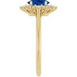 14K Yellow Gold Lab-Grown Blue Sapphire and 1/3 CTW Lab-Grown Diamond Ring