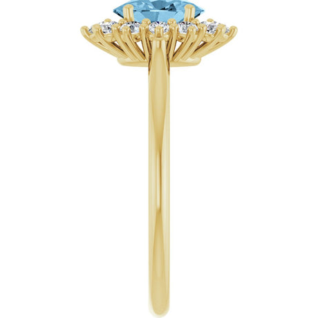 14K Yellow Gold Natural Sky Blue Topaz  & 1/3 CTW Lab-Grown Diamond Ring