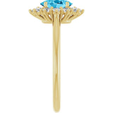 14K Yellow Gold Natural Aquqmarine  & 1/3 CTW Lab-Grown Diamond Ring