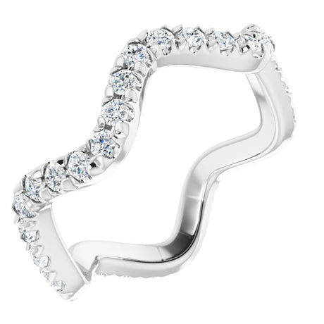 14K White 1/2 CTW Natural Diamond French-Set Eternity Band Size 4