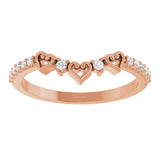 14K Rose 1/6 CTW Natural Diamond Heart Contour Band