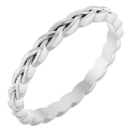 14K White Gold 2 mm Woven-Design Band Size 7