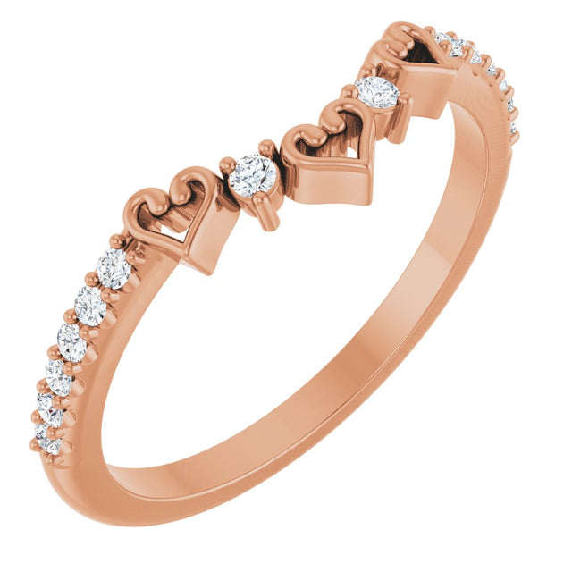 14K Rose 1/6 CTW Natural Diamond Heart Contour Band