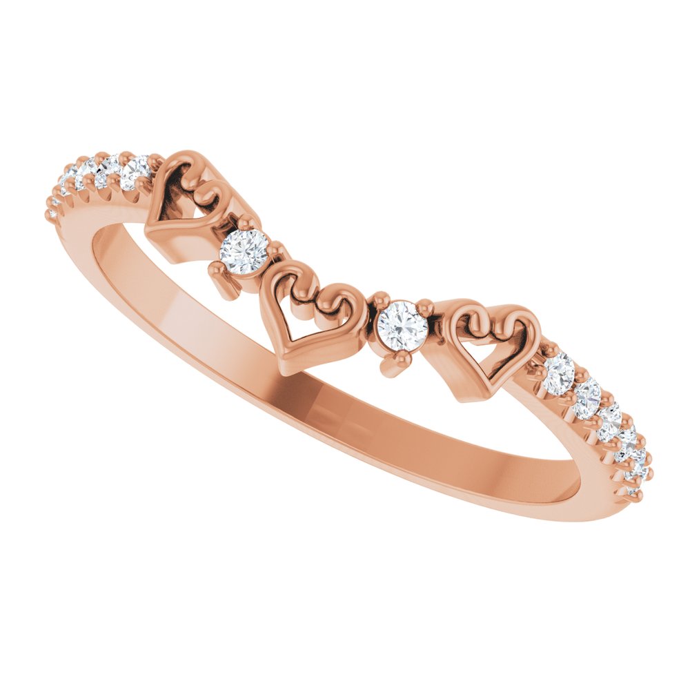 14K Rose 1/6 CTW Natural Diamond Heart Contour Band