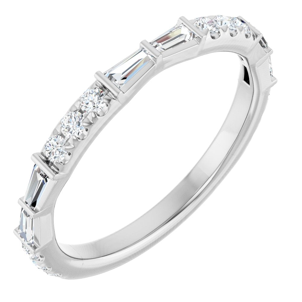 14K White 3/8 CTW Natural Diamond French-Set Anniversary Band