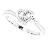 Sterling Silver Imitation White Cubic Zirconia Heart Ring