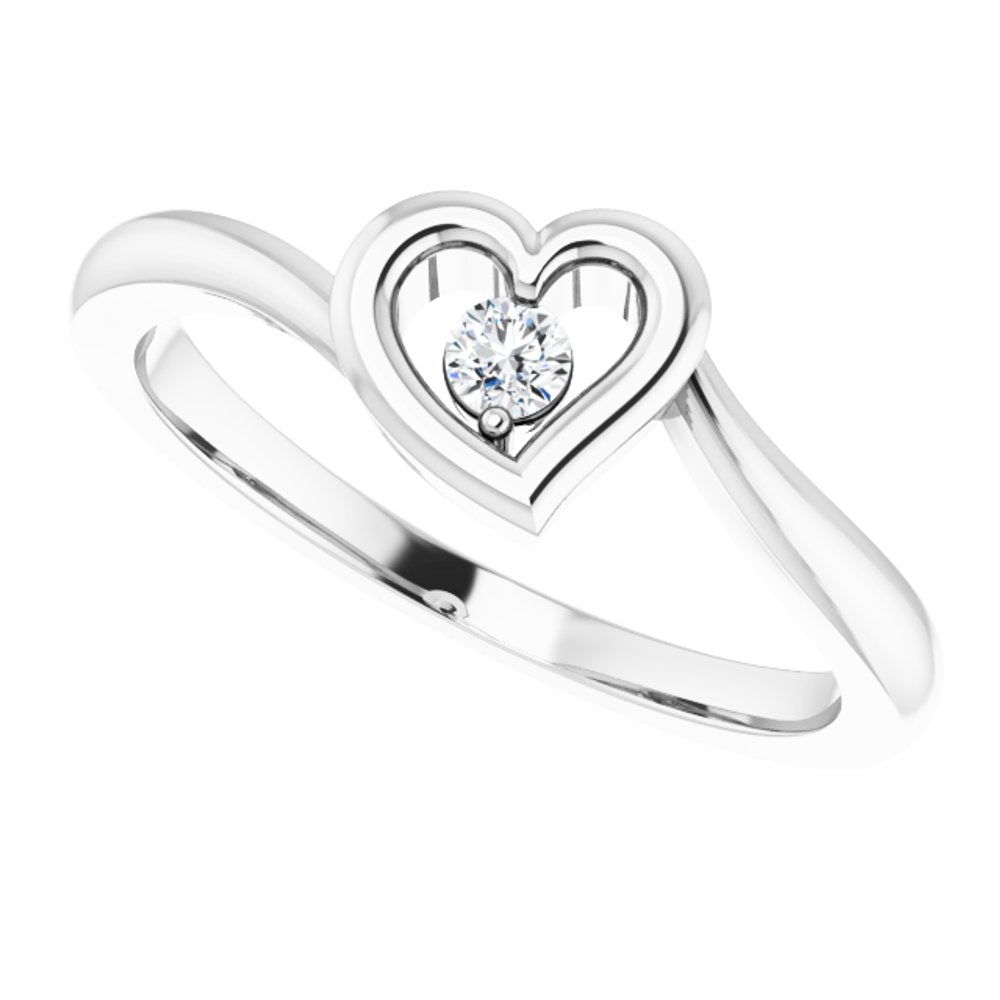 Sterling Silver Imitation White Cubic Zirconia Heart Ring