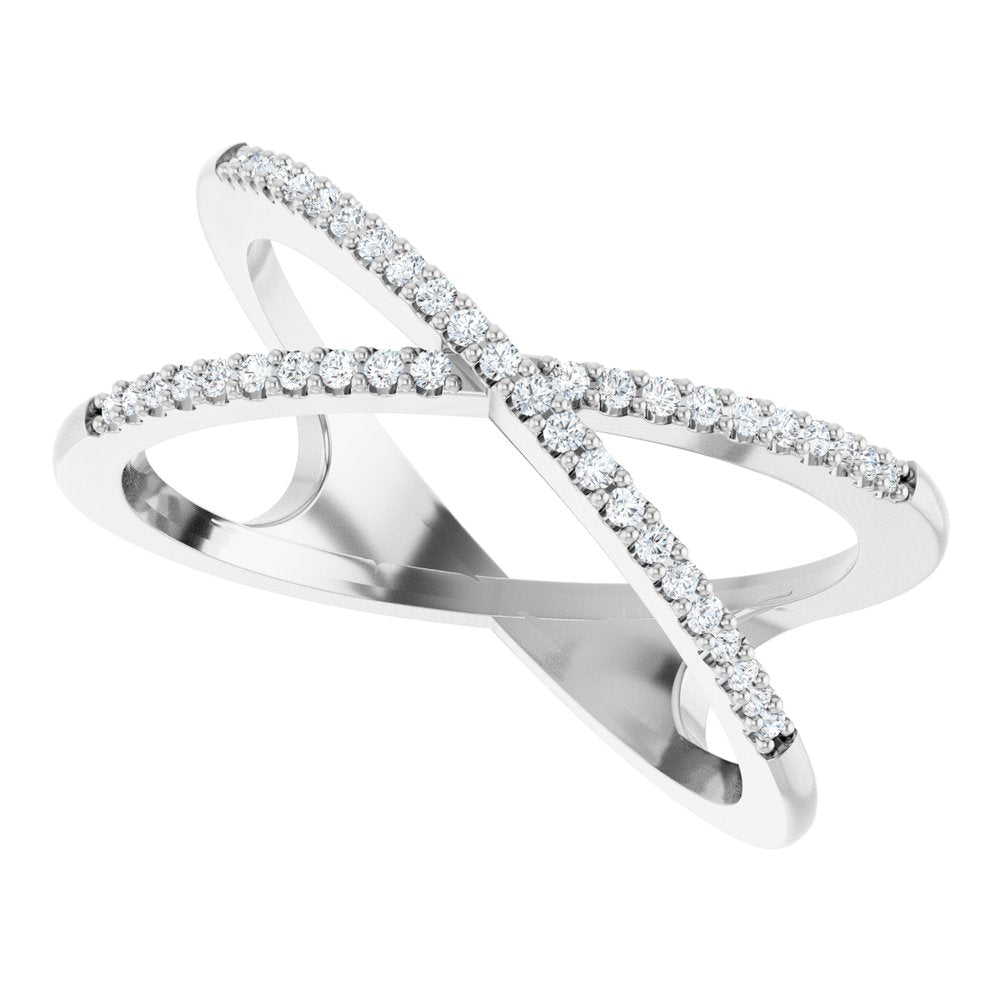 14K White Gold 1/6 CTW Natural Diamond Criss-Cross Ring