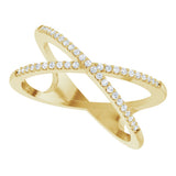 14K Yellow Gold 1/6 CTW Natural Diamond Criss-Cross Ring